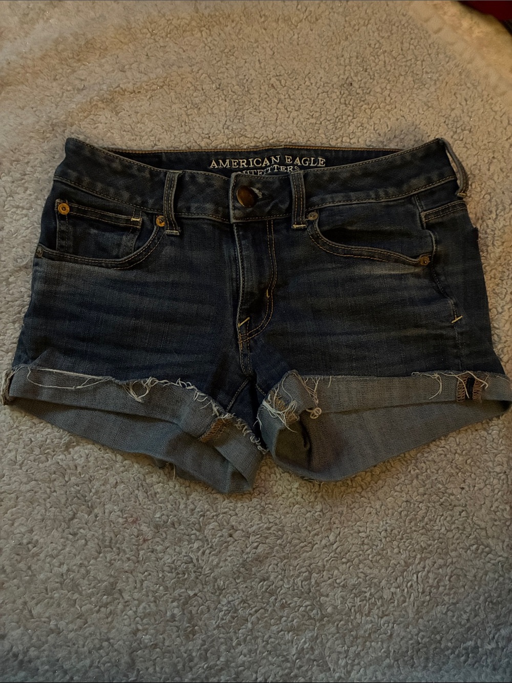 American Eagle Outfitters Dark Blue Rolled Cuff Denim Shorts
